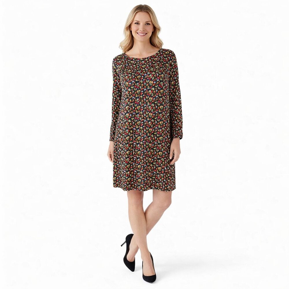 THE NINES BY HATCH Women's Floral Midi Dress XL Rayon Colorful Casual